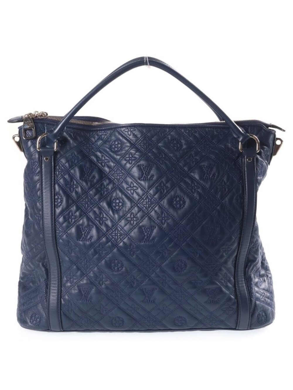 Louis Vuitton Monogram Antia Ixia MM 2-Way Shoulder Bag Navy Leather Silver